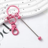 3Pcs Metal Beaded Keyring Beadable Lobster Claw Clasp Keychain DIY Car Bag Decor