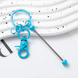 3Pcs Metal Beaded Keyring Beadable Lobster Claw Clasp Keychain DIY Car Bag Decor