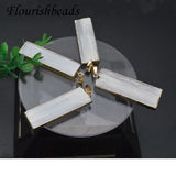 3Pcs Natural Selenite Stone Crystal Column Yogi Reiki Healing Pendant DIY