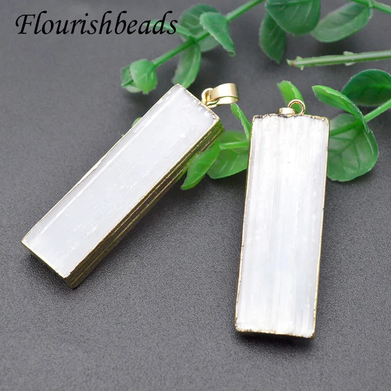 3Pcs Natural Selenite Stone Crystal Column Yogi Reiki Healing Pendant DIY