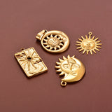 3Pcs Sun Stainless Steel 18K Plated Charms Pendant DIY Necklace Bracelet Making