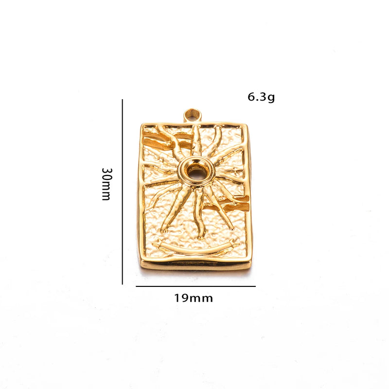 3Pcs Sun Stainless Steel 18K Plated Charms Pendant DIY Necklace Bracelet Making