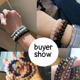3Pcs/set Pink Quartzs Beads Bracelet Natural Stone Stretch Bracelets