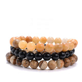 3Pcs/set Pink Quartzs Beads Bracelet Natural Stone Stretch Bracelets