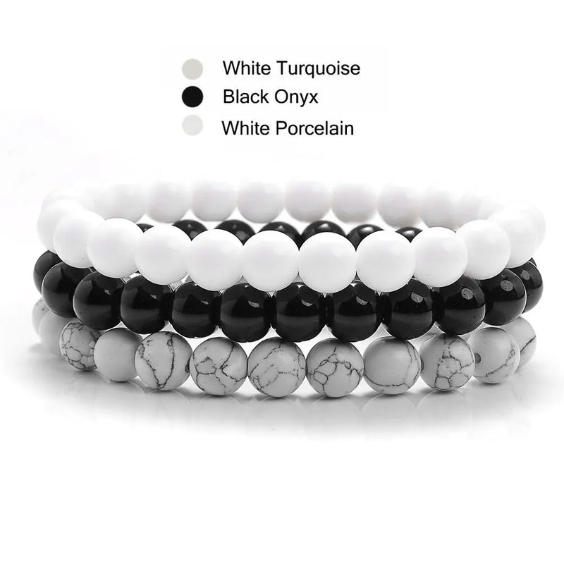3Pcs/set Pink Quartzs Beads Bracelet Natural Stone Stretch Bracelets