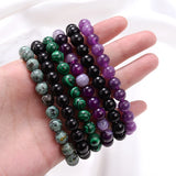 3Pcs/set Pink Quartzs Beads Bracelet Natural Stone Stretch Bracelets