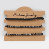 Adjustable 4MM Beads Bracelet Set Natural Agates Stone Rope Braided Bracelets