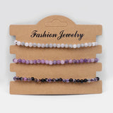 Adjustable 4MM Beads Bracelet Set Natural Agates Stone Rope Braided Bracelets