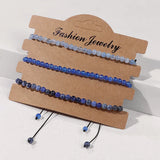 Adjustable 4MM Beads Bracelet Set Natural Agates Stone Rope Braided Bracelets