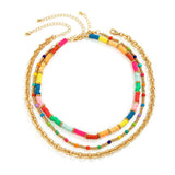 Boho Colorful Polymer Clay Choker Necklace Set