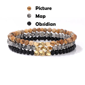 3Pcs/set Natural Stone Bracelet Lucky Charm Yoga Beaded Bracelets