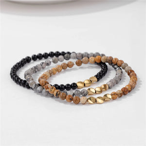 3Pcs/set Natural Stone Bracelet Lucky Charm Yoga Beaded Bracelets