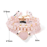 3Pcs Natural Amethysts Bracelet Set For Women Gem Quartzs Stone Multilayer