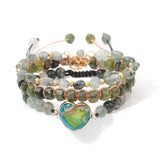 3Pcs Natural Amethysts Bracelet Set For Women Gem Quartzs Stone Multilayer