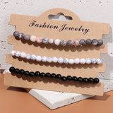3Pcs Natural Stone Beaded Bracelet 6mm Beads for Women Men Party Gift