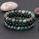 3Pcs Natural Stone Bracelet Set Rhodonite Rose Pink Quartz Turquois
