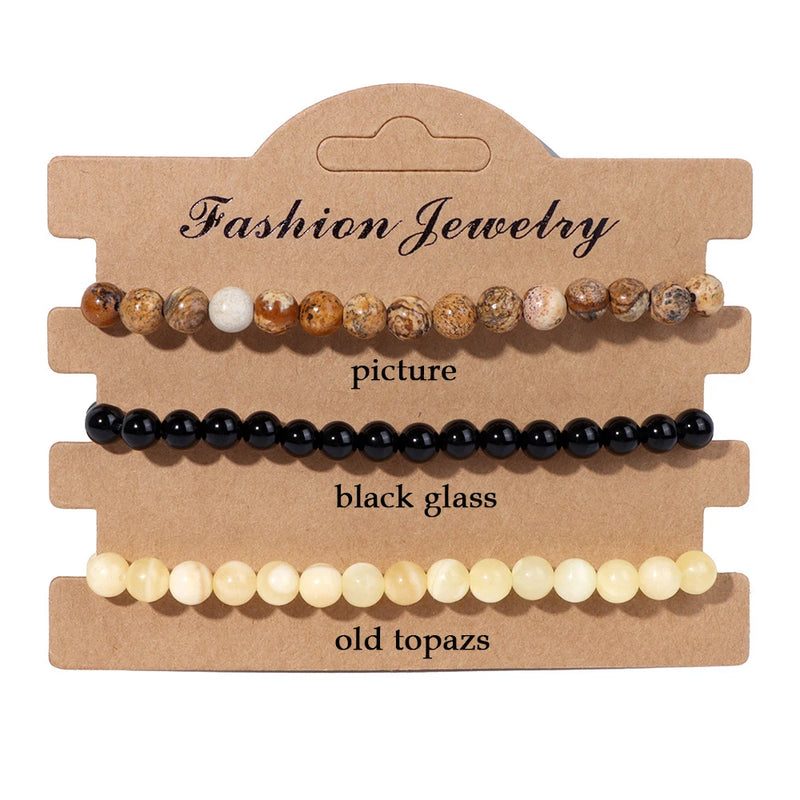 Natural Stone Bracelets Set Quartzs Fluorite Hematite Bead Bracelet