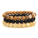 3Pcs Stone Bracelets Set 8MM Rose Quartz Amethyst Sodalite Hematite