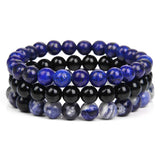 3Pcs Stone Bracelets Set 8MM Rose Quartz Amethyst Sodalite Hematite