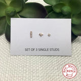925 Silver Zircon Earrings Set Girl Gift Cartilage Piercing Dainty aretes R5