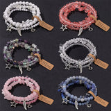 3Pcs/set Rose Quartz Beads Bracelet Amazonite Opal Bead
