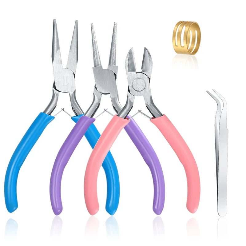 3Pcs Jewelry Making Pliers Set - Wire Cutting, Needle Nose, Chain Nose Pliers