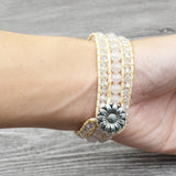 Faceted Crystal Cuff Bracelet High End Jade Stone Wrap Bracelet
