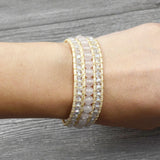 Faceted Crystal Cuff Bracelet High End Jade Stone Wrap Bracelet