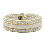 Faceted Crystal Cuff Bracelet High End Jade Stone Wrap Bracelet