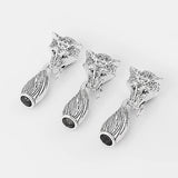 3 Sets Wolf Head End Cap Tail Hook for 8mm Round Leather Cord Bracelet Making