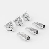 3 Sets Wolf Head End Cap Tail Hook for 8mm Round Leather Cord Bracelet Making