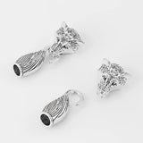 3 Sets Wolf Head End Cap Tail Hook for 8mm Round Leather Cord Bracelet Making