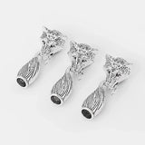 3 Sets Wolf Head End Cap Tail Hook for 8mm Round Leather Cord Bracelet Making