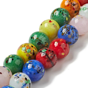 10mm Lampwork Round Beads Strand for Jewelry Making DIY