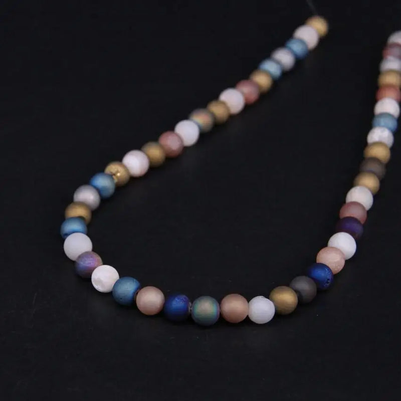 Titanium Colour Mixture Natural Agates Drusy Geode Round Beads Wholesale