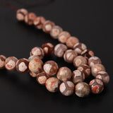 Wholesale 12mm Red Football Dzi Onyx Faceted Round Beads