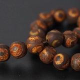 3 Strands Brown Antiquity Rust Old Eye Tibetan Dzi Onxy Matte Loose Beads