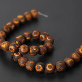 3 Strands Brown Antiquity Rust Old Eye Tibetan Dzi Onxy Matte Loose Beads