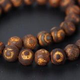 3 Strands Brown Antiquity Rust Old Eye Tibetan Dzi Onxy Matte Loose Beads