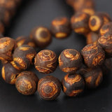 3 Strands Brown Antiquity Rust Old Eye Tibetan Dzi Onxy Matte Loose Beads