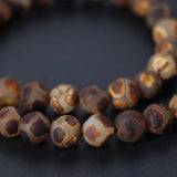 Brown Football Stripe Tibetan Dzi Onyx Beads 6/8/10/12mm