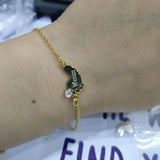 Personalized Inlay MOM Bracelet with Baby Feet Pendant