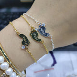 Personalized Inlay MOM Bracelet with Baby Feet Pendant