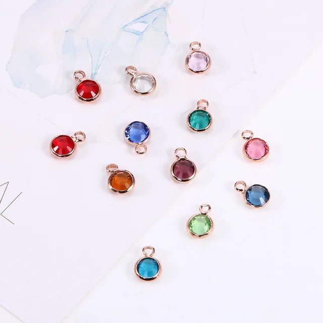 12pcs Mixed Birthstone Charms 6mm for Necklace (1c each month) Accessories
