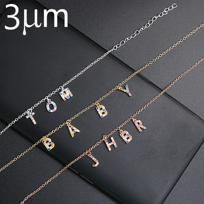3UMeter Crystal Name Bracelet Personalize Choker Women Heart Necklace