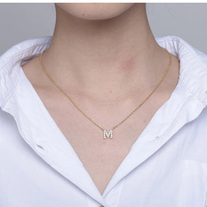 3U Zirconia Necklace Lady Stone Initial Necklace Women Gift