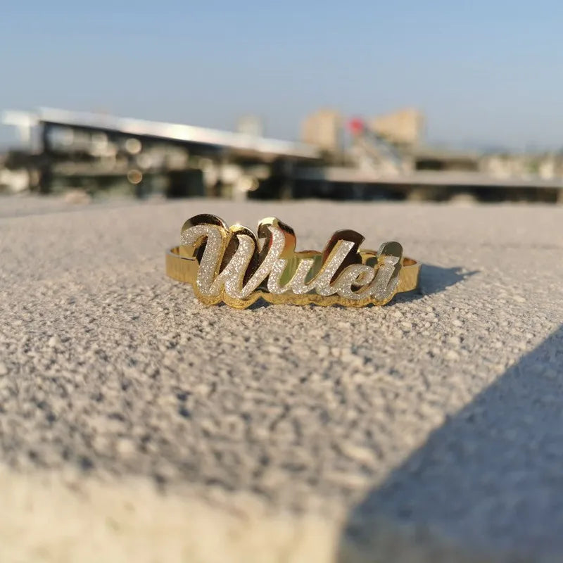 Stainless Steel Name Bangle Acrylic Bracelet Gift