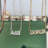 3UMeter Zircon Pendant Letter Necklace Crystal Name Necklace Personalized