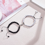 2pcs/set Heart Shape Magnet Couple Bracelet Natural Stone Beads Jewelry Gift