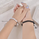 2pcs/set Heart Shape Magnet Couple Bracelet Natural Stone Beads Jewelry Gift